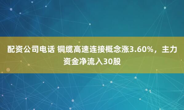 配资公司电话 铜缆高速连接概念涨3.60%，主力资金净流入30股